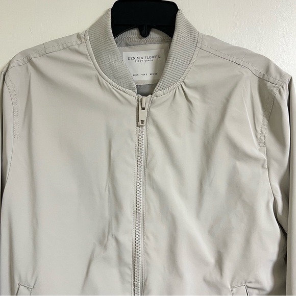 DENIM & FLOWER Men's Classic Bomber Jacket - Sand / Khaki - S - Picture 5 of 12